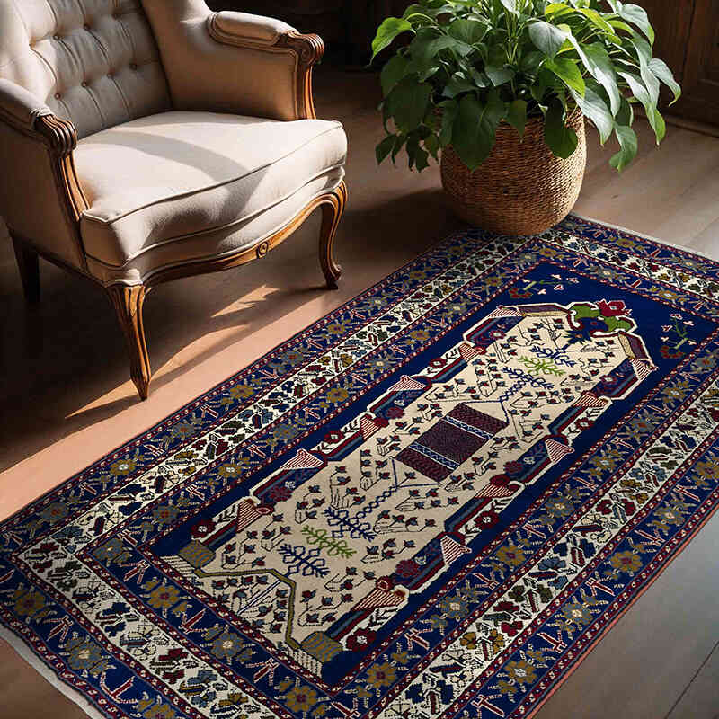 Alfombra Vintage Turca Anudada a Mano - 143 cm x 203 cm - K0049573
