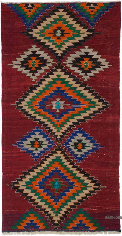 Kırmızı, Çok Renkli Vintage Mut Kilimi - 145 cm x 276 cm