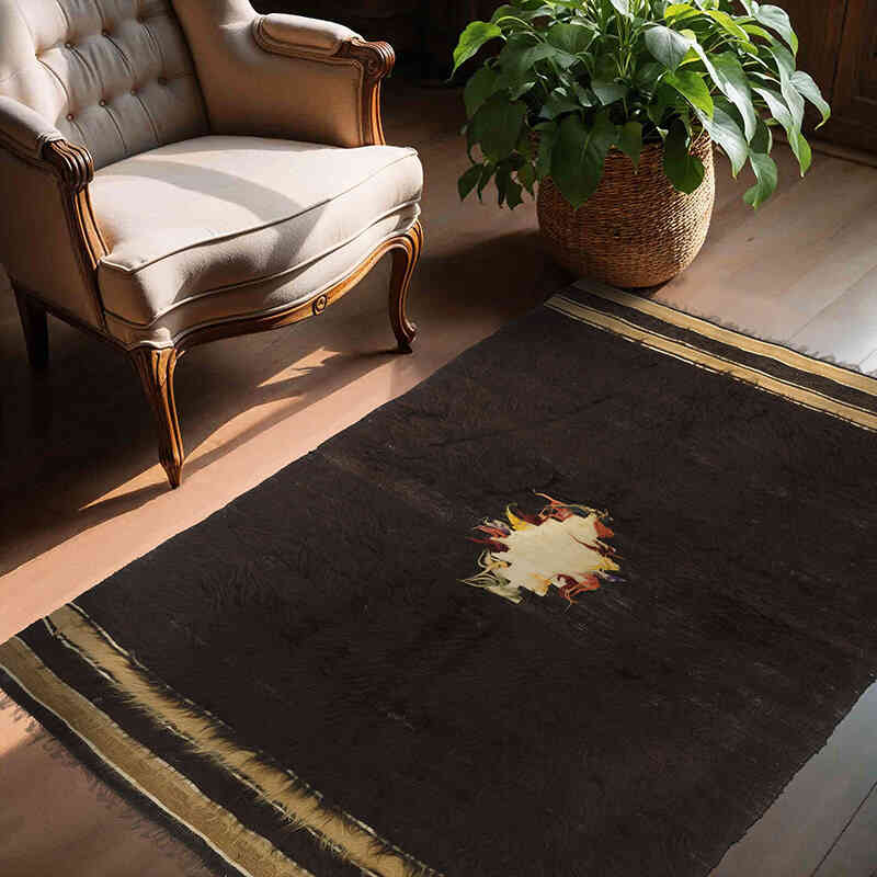 Brown Vintage Siirt Rug - 4' 3" x 5' 7" (51" x 67") - K0049628