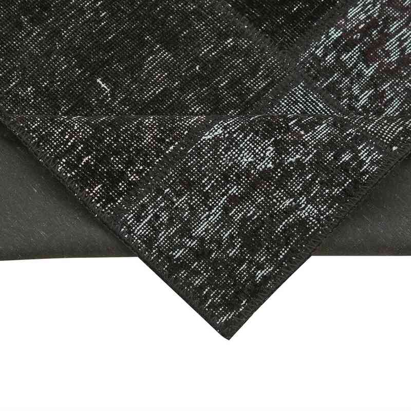 Siyah Boyalı Patchwork Halı - 85 cm x 299 cm - K0049632