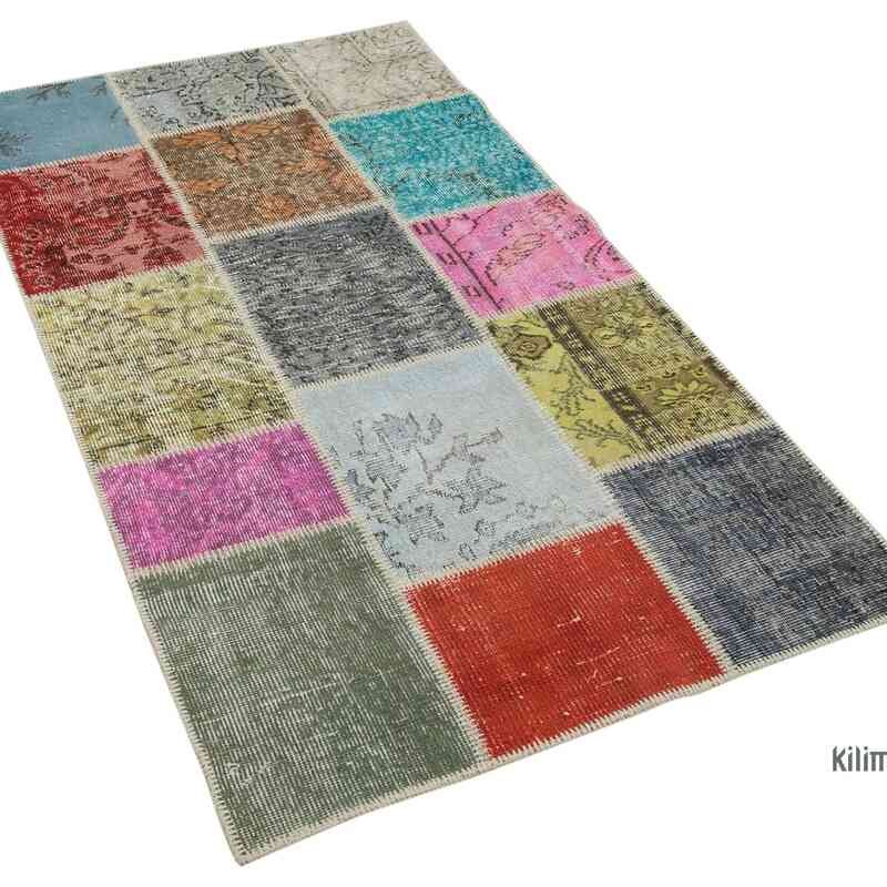 Multicolor Patchwork Hand-Knotted Turkish Rug - 3' 1" x 5' 4" (37" x 64") - K0049639