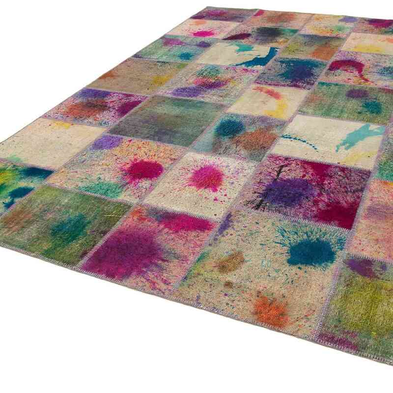 Multicolor Patchwork Hand-Knotted Turkish Rug - 8' 2" x 11' 6" (98" x 138") - K0049676