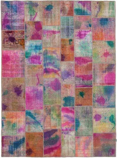 Multicolor Patchwork Hand-Knotted Turkish Rug - 8' 5" x 11' 6" (101" x 138")