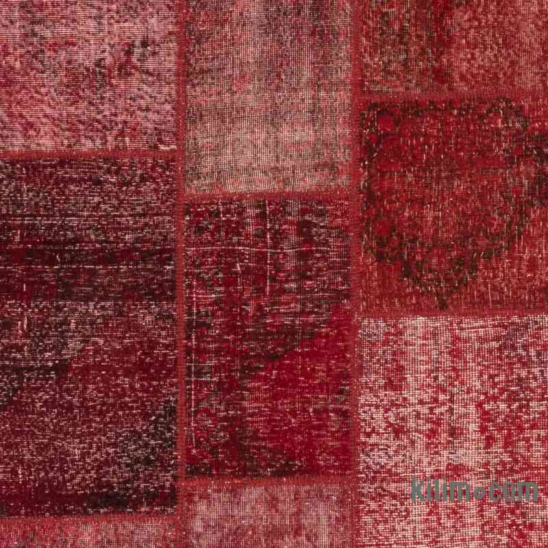 Rojo Alfombra De Retazos Turca Sobre-teñida - 275 cm x 366 cm - K0049685