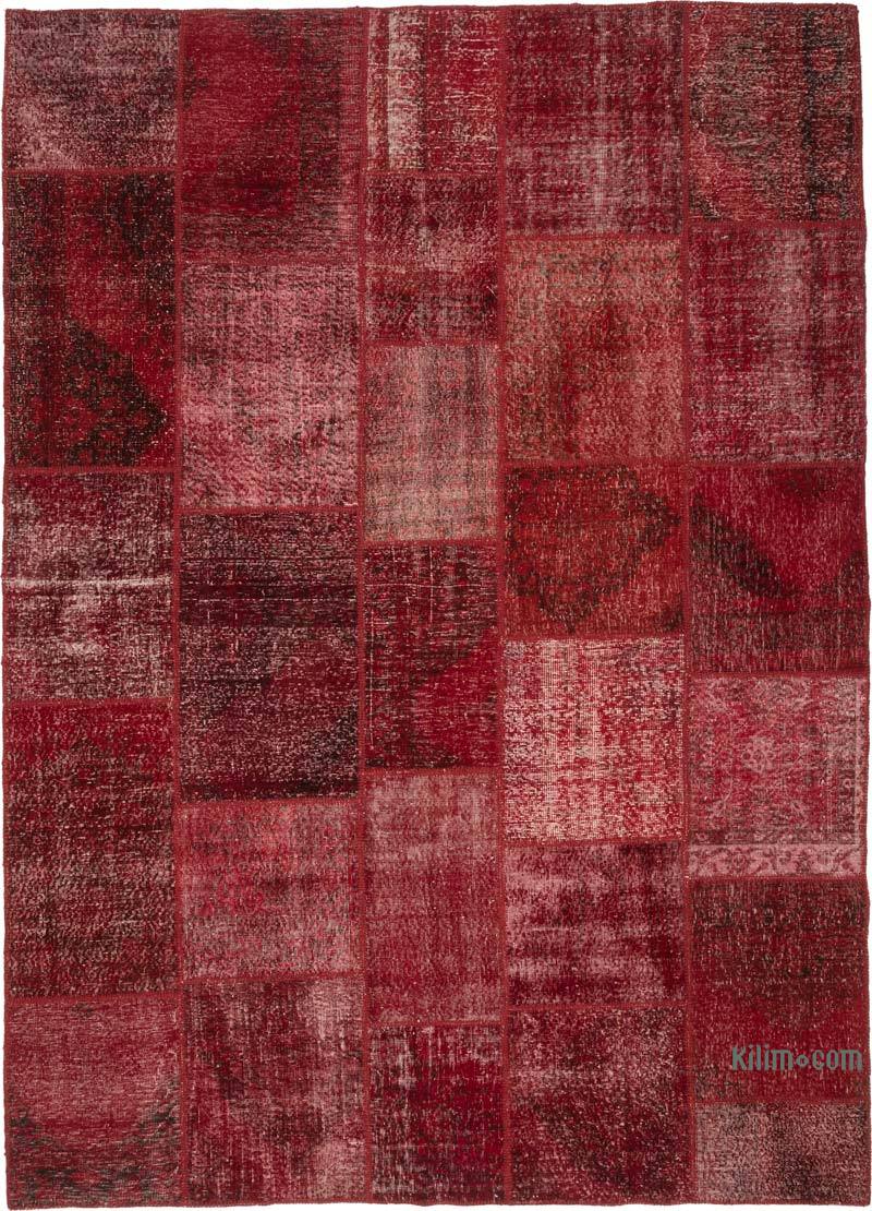 Red Patchwork Hand-Knotted Turkish Rug - 9'  x 12'  (108" x 144") - K0049685