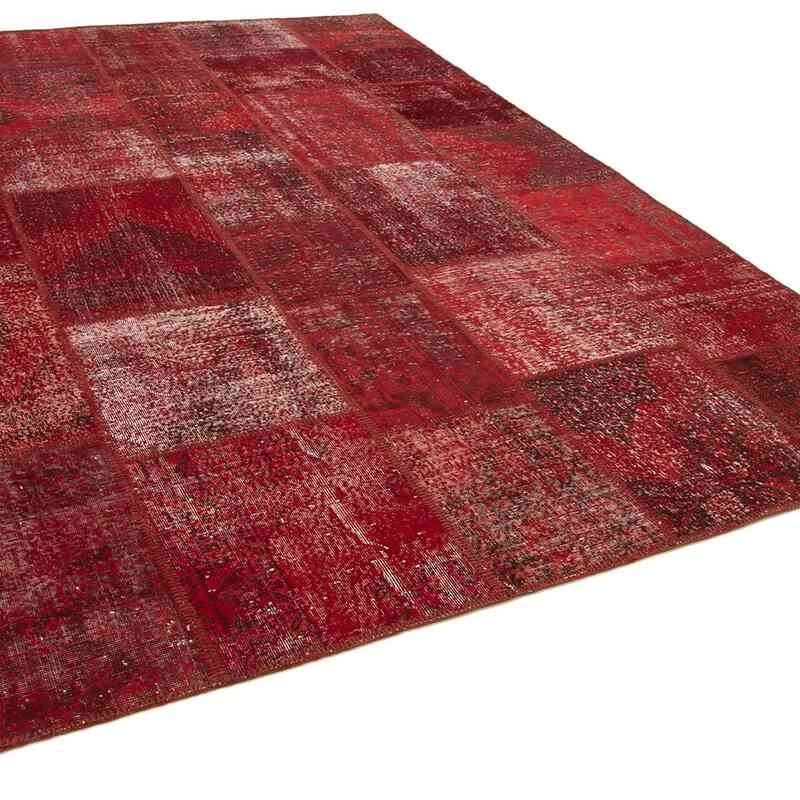 Rojo Alfombra De Retazos Turca Sobre-teñida - 250 cm x 350 cm - K0049686