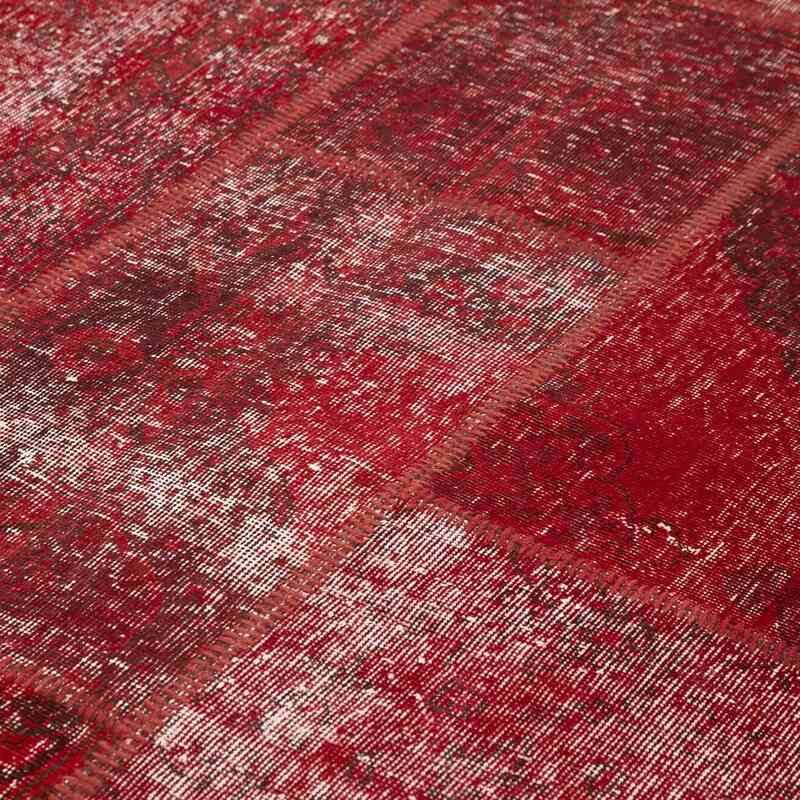 Rojo Alfombra De Retazos Turca Sobre-teñida - 250 cm x 350 cm - K0049686