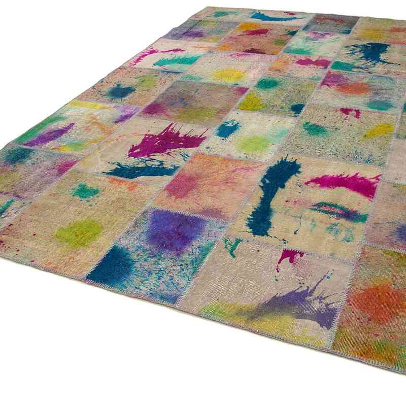 Multicolor Patchwork Hand-Knotted Turkish Rug - 8' 2" x 11' 7" (98" x 139") - K0049688