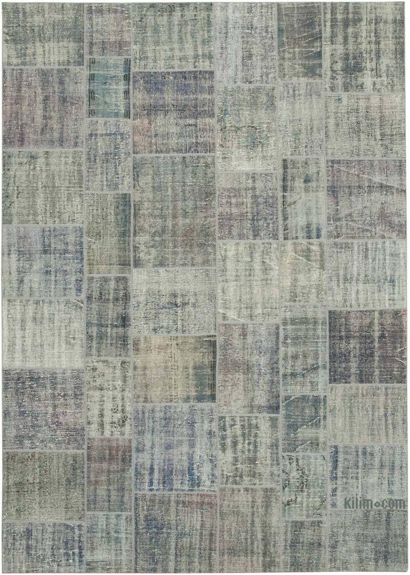 Blue Patchwork Hand-Knotted Turkish Rug - 8' 3" x 11' 8" (99" x 140") - K0049701