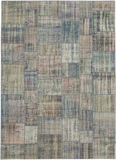 Mavi Boyalı Patchwork Halı - 240 cm x 333 cm