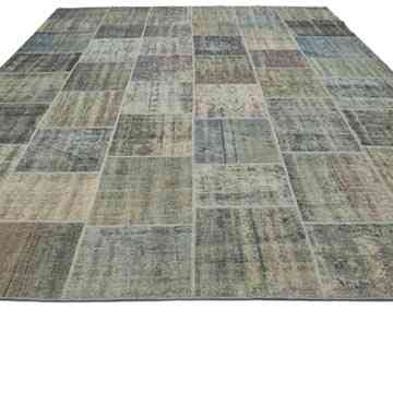 Patchwork Hand-Knotted Turkish Rug - 8' 6" x 11' 7" (102" x 139") - K0049710