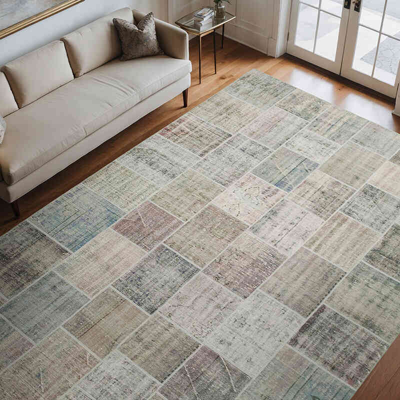 Patchwork Hand-Knotted Turkish Rug - 8' 6" x 11' 7" (102" x 139") - K0049710