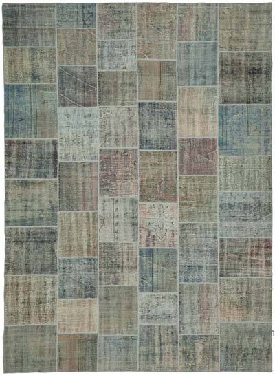 Patchwork Hand-Knotted Turkish Rug - 8' 6" x 11' 7" (102" x 139")