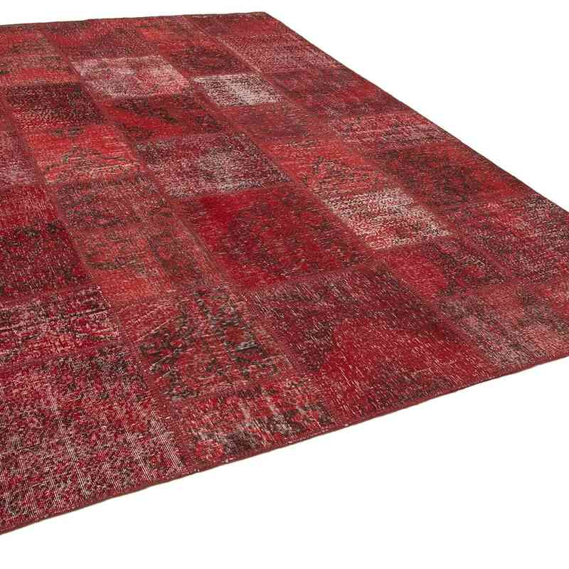 Rojo Alfombra De Retazos Turca Sobre-teñida - 250 cm x 352 cm - K0049711