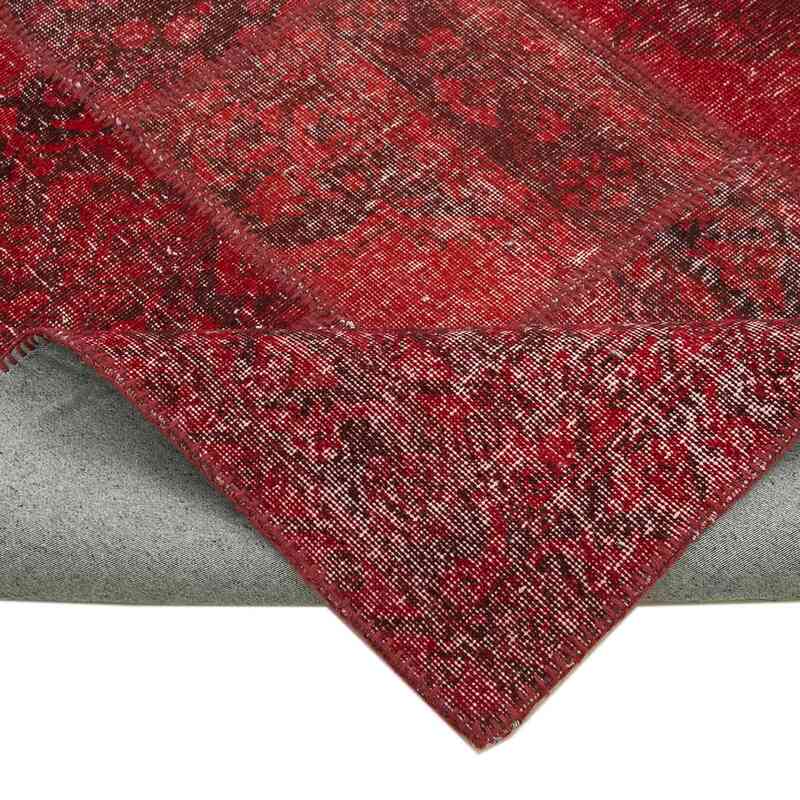 Rojo Alfombra De Retazos Turca Sobre-teñida - 250 cm x 352 cm - K0049711