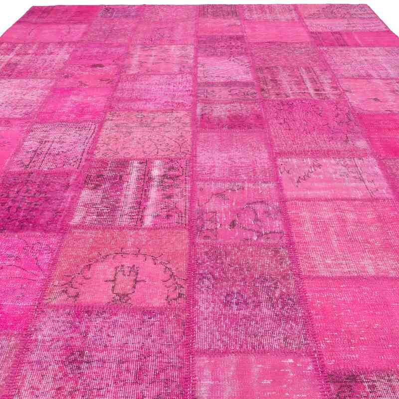 Pink Patchwork Hand-Knotted Turkish Rug - 8'  x 11' 7" (96" x 139") - K0049713