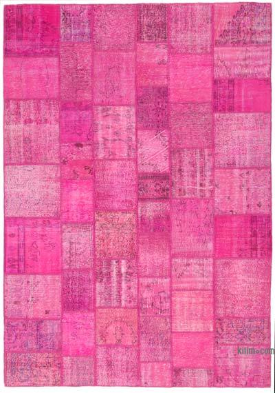 Pink Patchwork Hand-Knotted Turkish Rug - 8'  x 11' 7" (96" x 139")