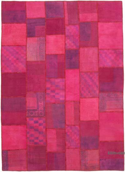 Pink Patchwork Hand-Knotted Turkish Rug - 8' 4" x 11' 6" (100" x 138")