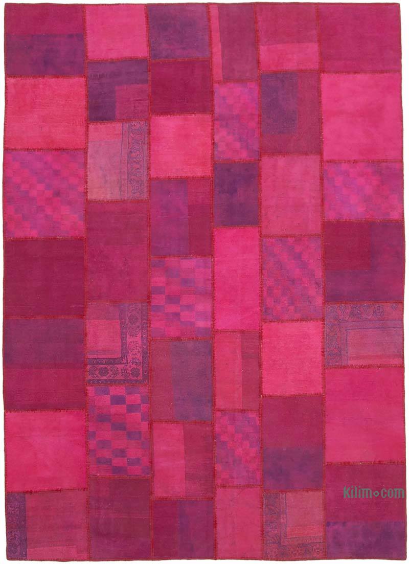 Pink Patchwork Hand-Knotted Turkish Rug - 8' 4" x 11' 6" (100" x 138") - K0049715