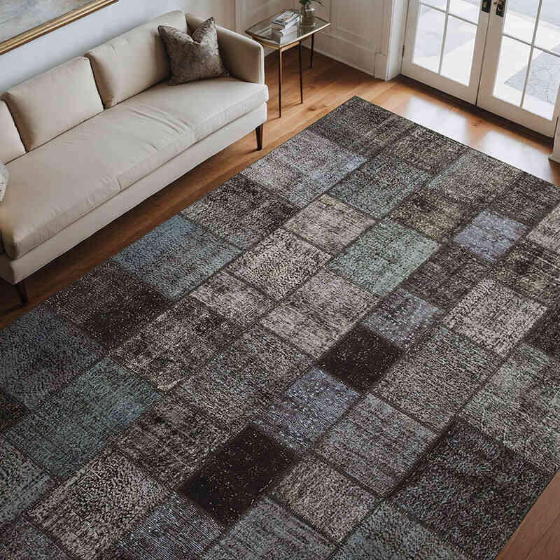 Patchwork Hand-Knotted Turkish Rug - 8' 4" x 11' 7" (100" x 139") - K0049721