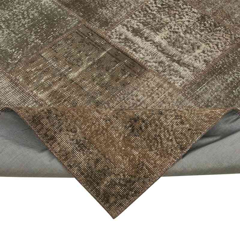 Brown Patchwork Hand-Knotted Turkish Rug - 8' 4" x 11' 8" (100" x 140") - K0049724