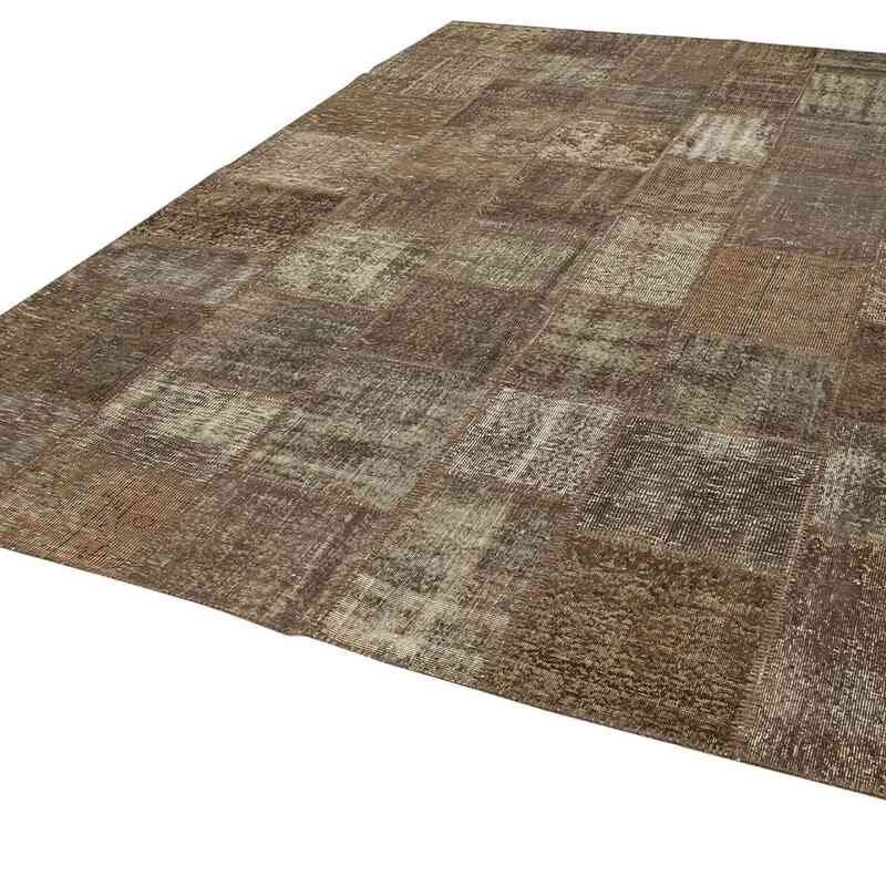 Brown Patchwork Hand-Knotted Turkish Rug - 8' 4" x 11' 6" (100" x 138") - K0049736