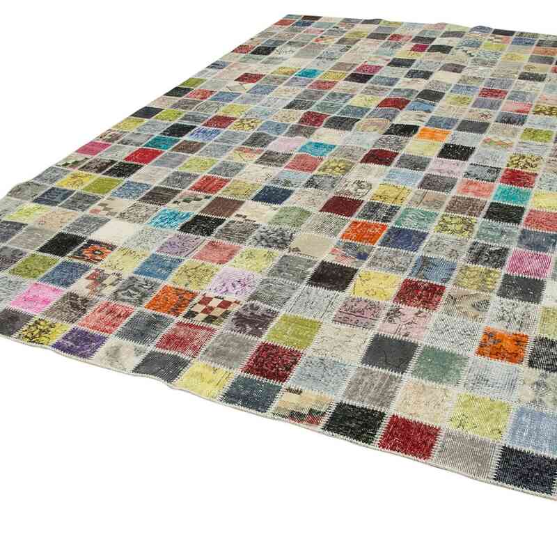 Multicolor Patchwork Hand-Knotted Turkish Rug - 8' 5" x 11' 6" (101" x 138") - K0049740