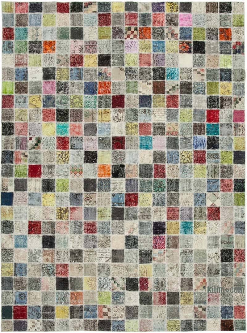 Multicolor Alfombra De Retazos Turca Sobre-teñida - 257 cm x 350 cm - K0049740