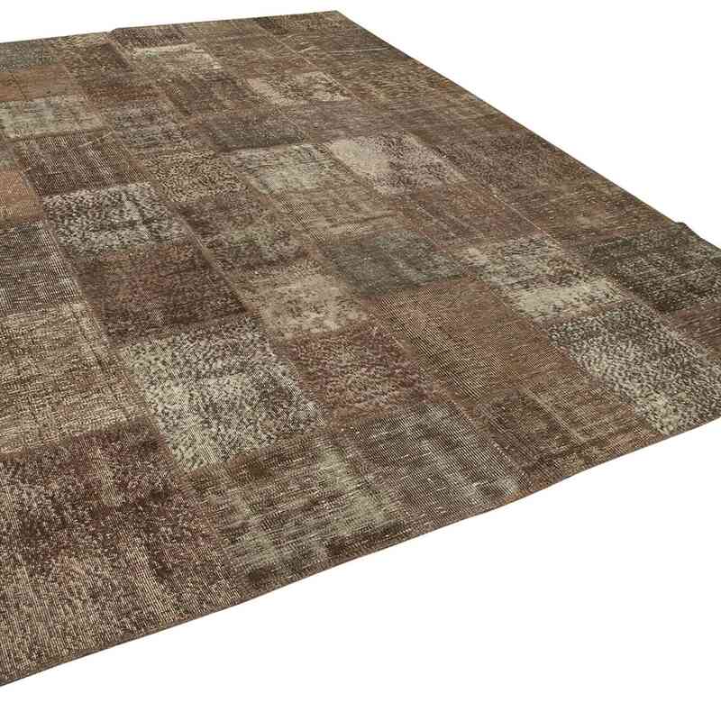 Brown Patchwork Hand-Knotted Turkish Rug - 8' 4" x 11' 6" (100" x 138") - K0049741