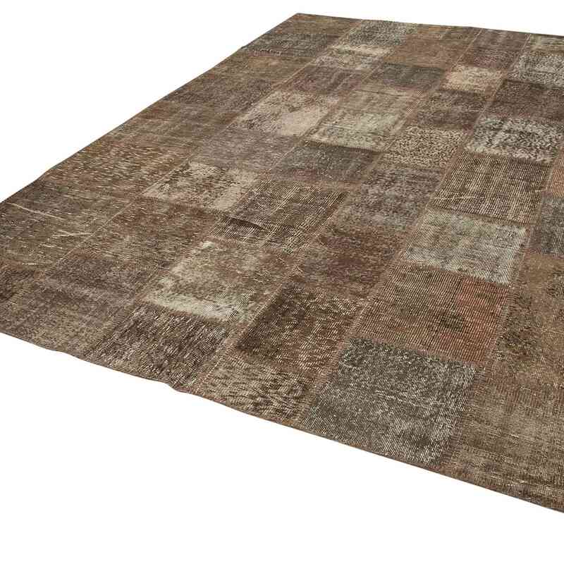 Brown Patchwork Hand-Knotted Turkish Rug - 8' 4" x 11' 6" (100" x 138") - K0049741