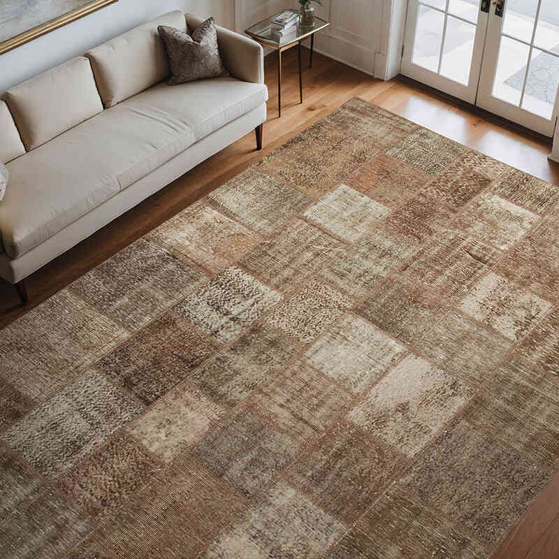 Patchwork Hand-Knotted Turkish Rug - 8' 4" x 11' 6" (100" x 138") - K0049741