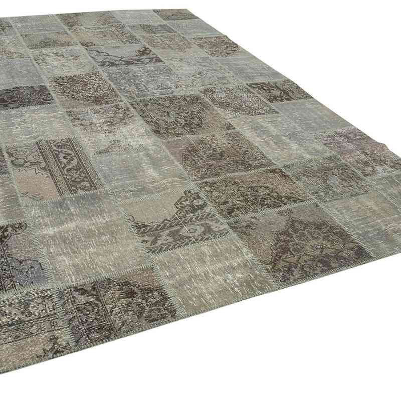 Grey Patchwork Hand-Knotted Turkish Rug - 8' 3" x 11' 9" (99" x 141") - K0049749
