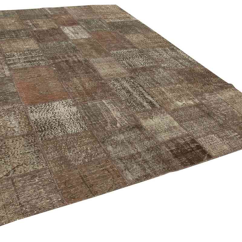 Brown Patchwork Hand-Knotted Turkish Rug - 8' 4" x 11' 5" (100" x 137") - K0049753