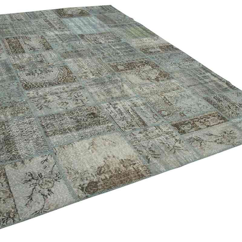 Grey Patchwork Hand-Knotted Turkish Rug - 8' 2" x 11' 7" (98" x 139") - K0049758