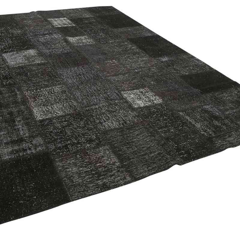 Negro Alfombra De Retazos Turca Sobre-teñida - 255 cm x 352 cm - K0049759