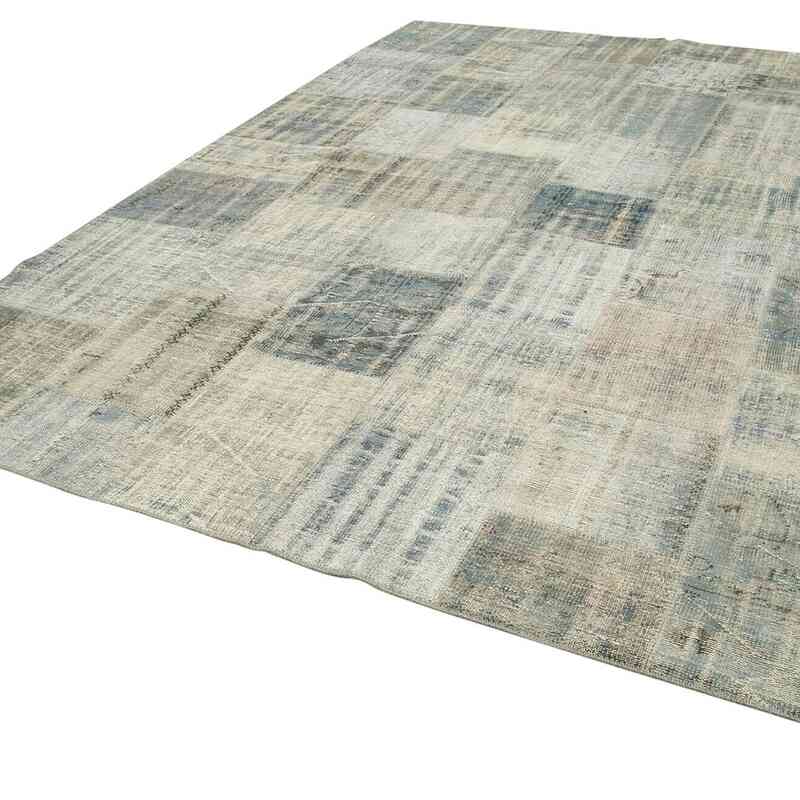 Blue Patchwork Hand-Knotted Turkish Rug - 8' 6" x 11' 8" (102" x 140") - K0049760