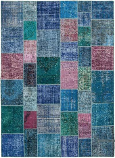Azul Oscuro Alfombra De Retazos Turca Sobre-teñida - 258 cm x 356 cm