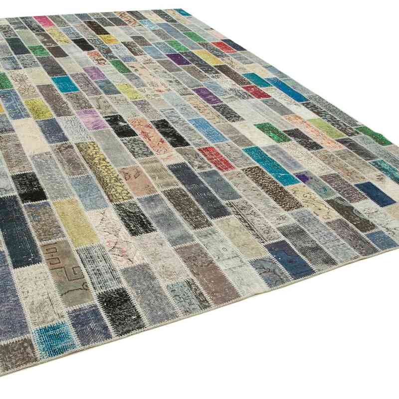 Multicolor Alfombra De Retazos Turca Sobre-teñida - 255 cm x 360 cm - K0049769