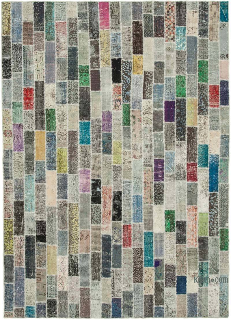 Multicolor Patchwork Hand-Knotted Turkish Rug - 8' 4" x 11' 10" (100" x 142") - K0049769