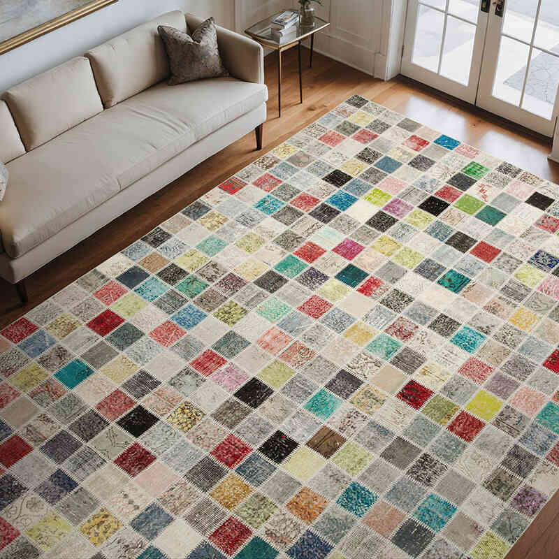 Multicolor Alfombra De Retazos Turca Sobre-teñida - 260 cm x 350 cm - K0049770