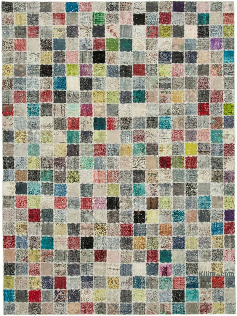 Multicolor Patchwork Hand-Knotted Turkish Rug - 8' 6" x 11' 6" (102" x 138") - K0049770