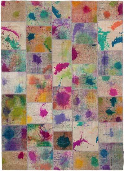 Multicolor Alfombra De Retazos Turca Sobre-teñida - 251 cm x 348 cm