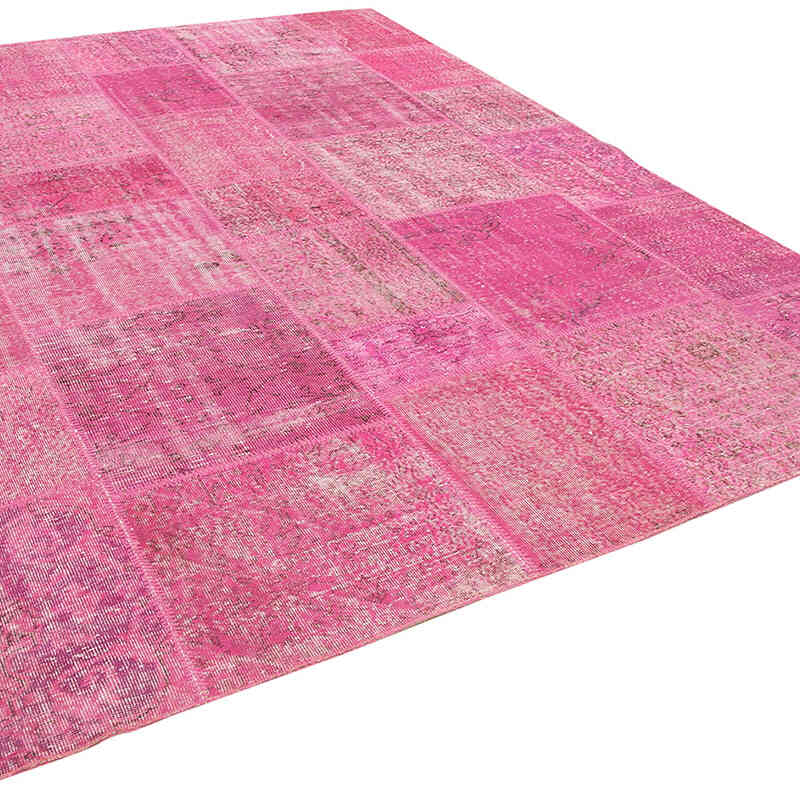 Pink Patchwork Hand-Knotted Turkish Rug - 8' 2" x 11' 6" (98" x 138") - K0049777