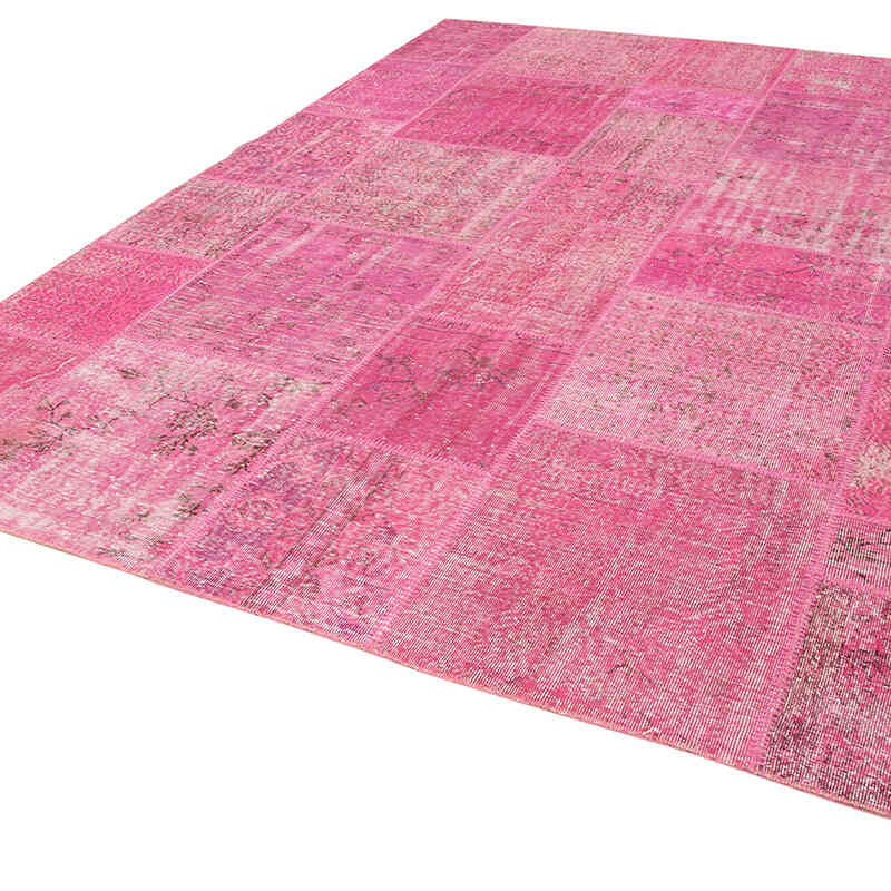 Pink Patchwork Hand-Knotted Turkish Rug - 8' 2" x 11' 6" (98" x 138") - K0049777