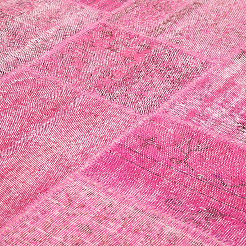 Pink Patchwork Hand-Knotted Turkish Rug - 8' 2" x 11' 6" (98" x 138") - K0049777