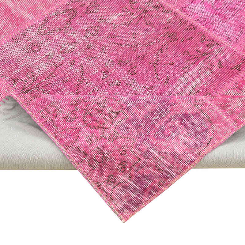 Pink Patchwork Hand-Knotted Turkish Rug - 8' 2" x 11' 6" (98" x 138") - K0049777