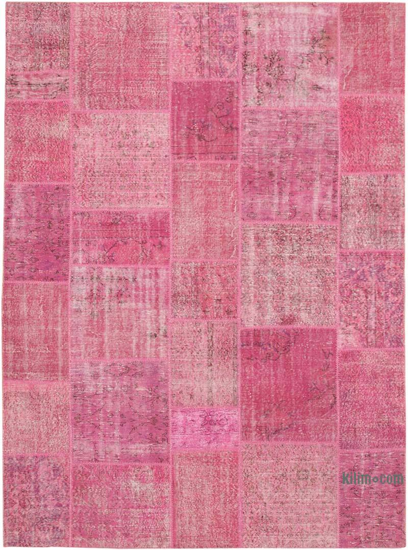 Pink Patchwork Hand-Knotted Turkish Rug - 8' 2" x 11' 6" (98" x 138") - K0049777