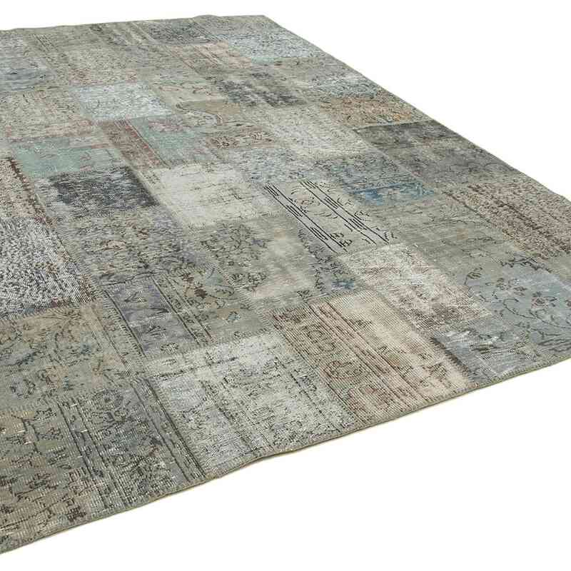 Grey Patchwork Hand-Knotted Turkish Rug - 8' 3" x 11' 6" (99" x 138") - K0049778