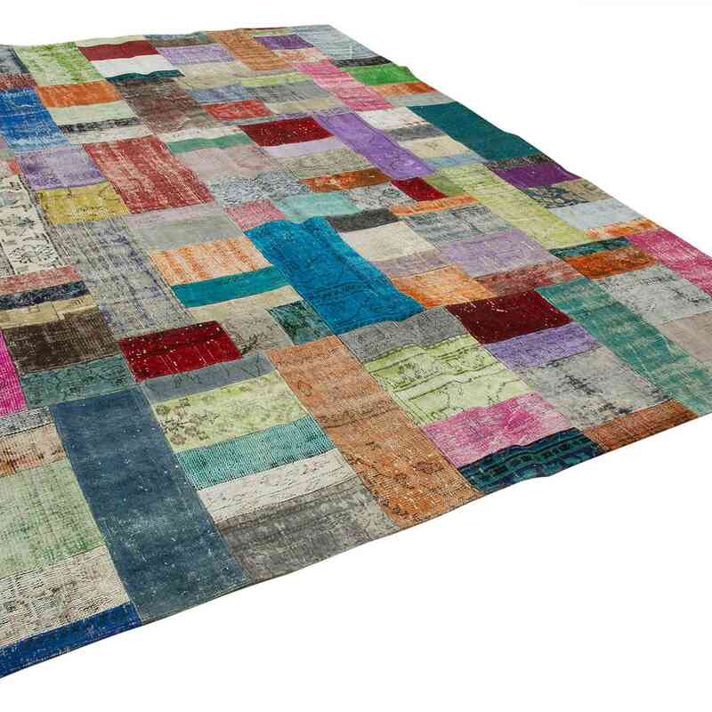 Multicolor Patchwork Hand-Knotted Turkish Rug - 8' 11" x 12' 1" (107" x 145") - K0049781
