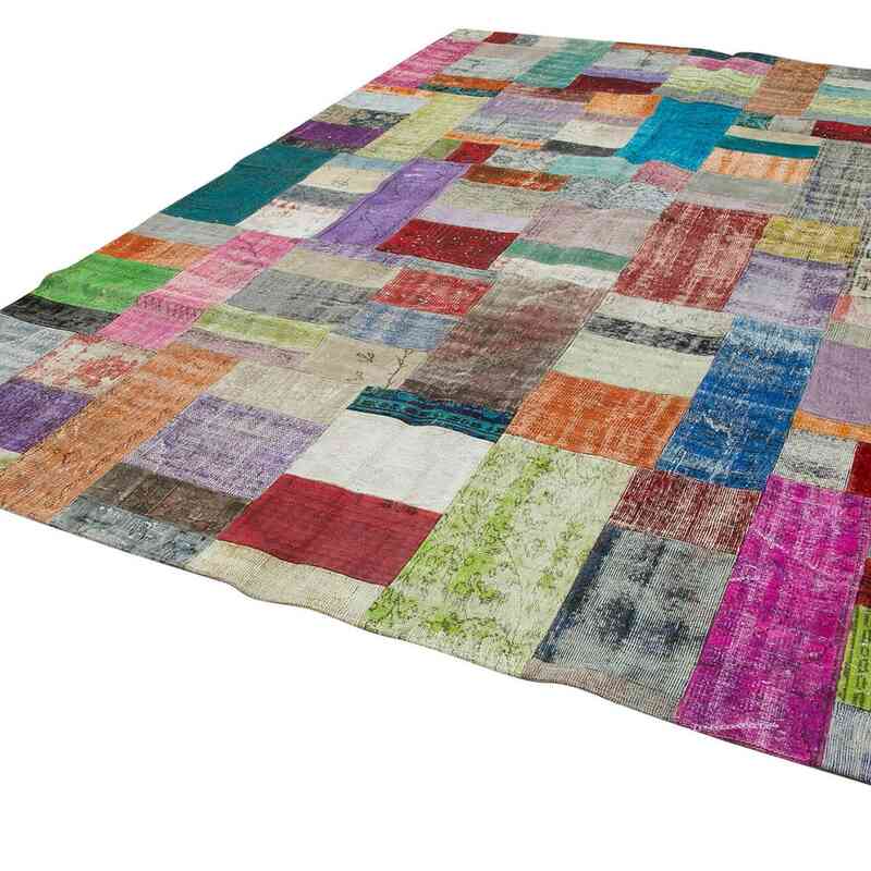Multicolor Patchwork Hand-Knotted Turkish Rug - 8' 11" x 12' 1" (107" x 145") - K0049781